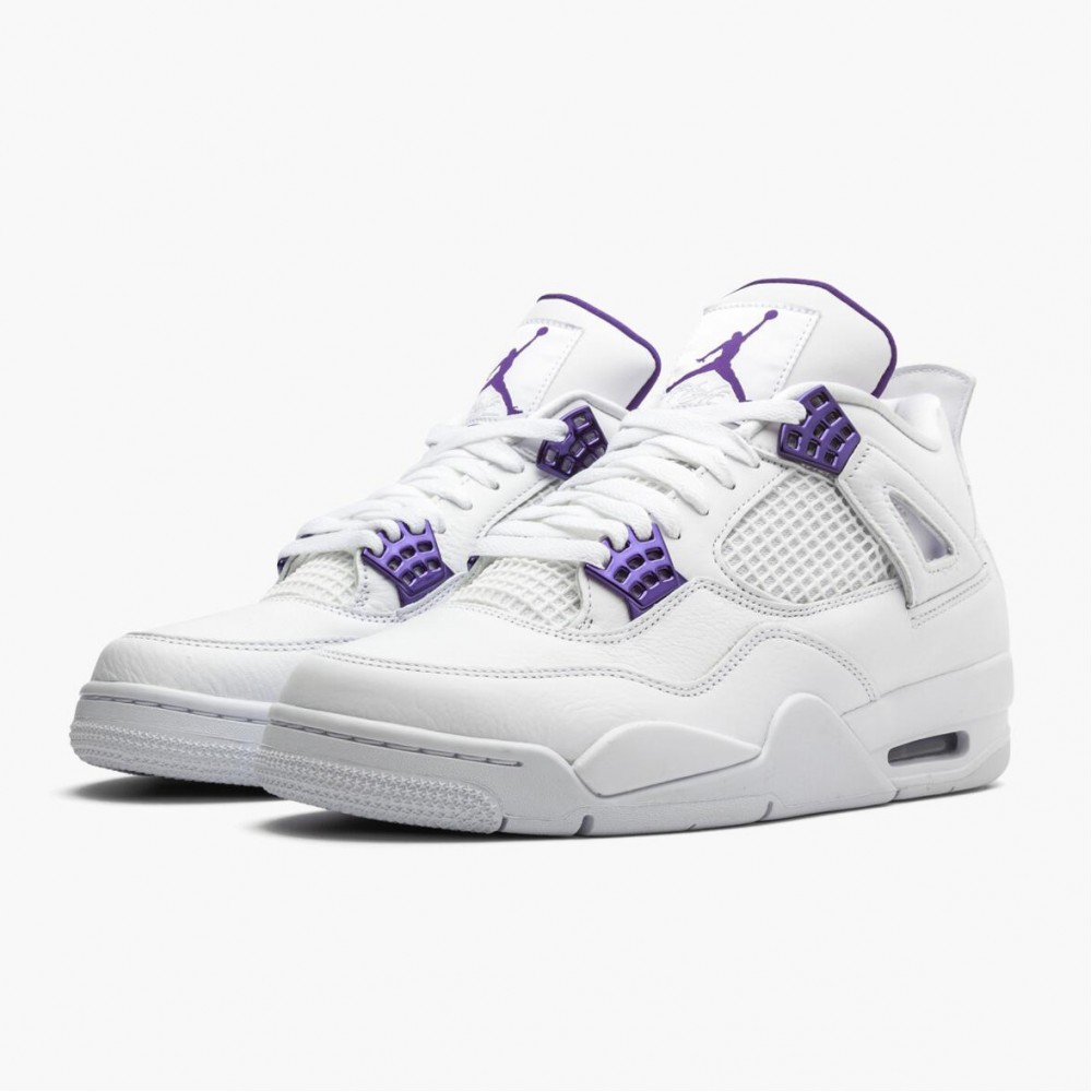 all white jordan 4 with purple